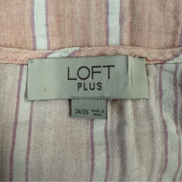 LOFT Plus cotton blend striped pink and white sleeveless top 24/26 - Picture 11 of 12